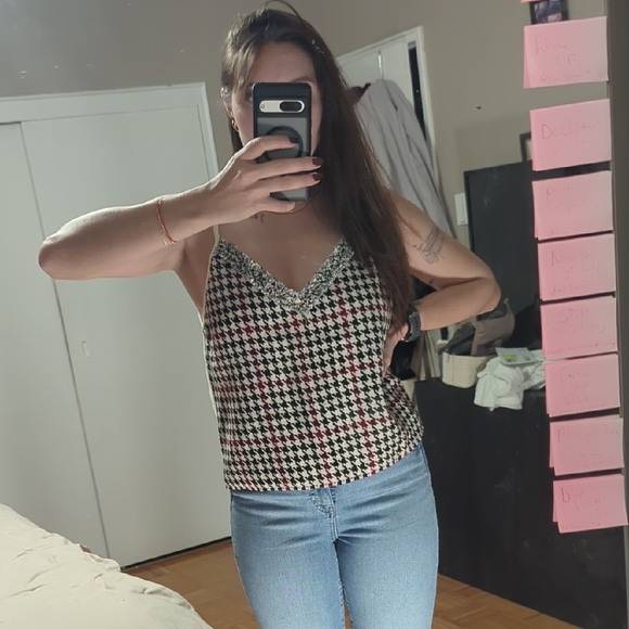 Zara Tops - Zara Multicolor Houndstooth Camisole